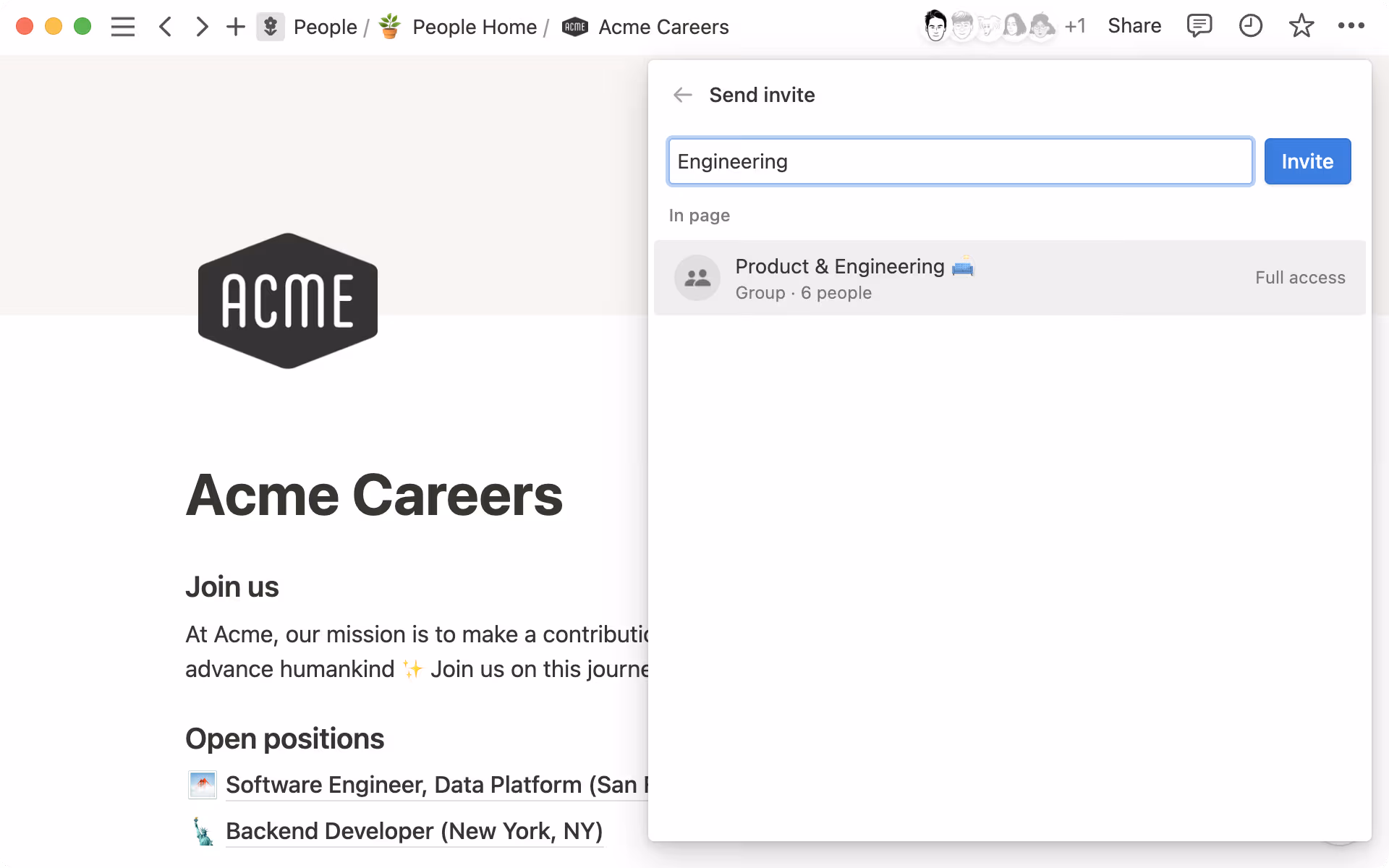 Sharing & permissions - share with group