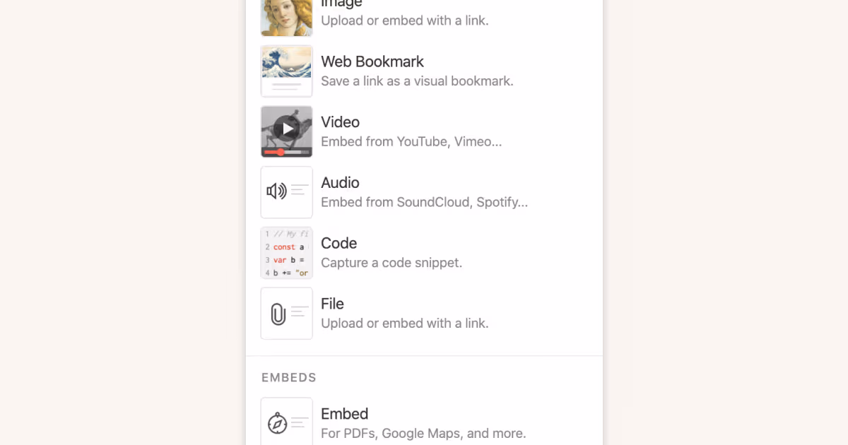 Types of content blocks